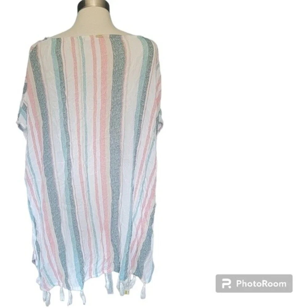 Roxy Make Your Soul Striped Poncho Cover-Up - S